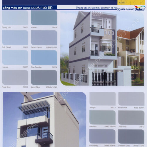 Bảng Màu Sơn Dulux Ngoài Trời Mới Nhất 2019, 2020 Bình Minh Hà Nội