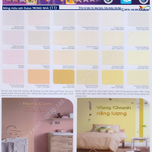Bảng Màu Sơn Dulux Trong Nhà Mới Nhất 2019, 2020 Bình Minh Hà Nội
