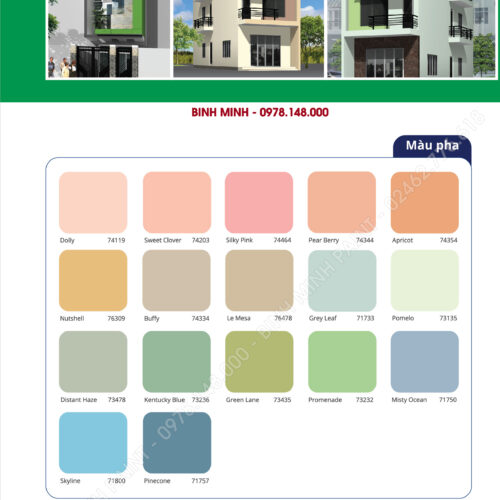 Sơn Maxilite-Bảng màu sơn trong nhà mới nhất năm 2019, 2020 Bình Minh Hà Nội