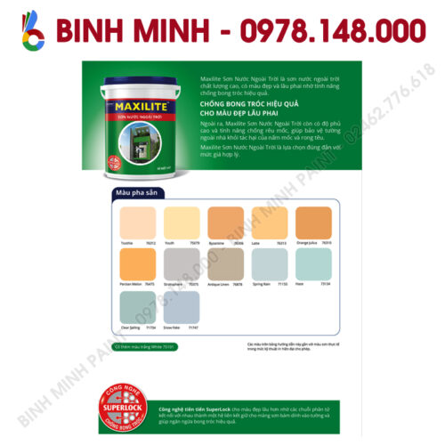 Sơn Maxilite bảng màu sơn ngoài trời Binh Minh Hà Nội