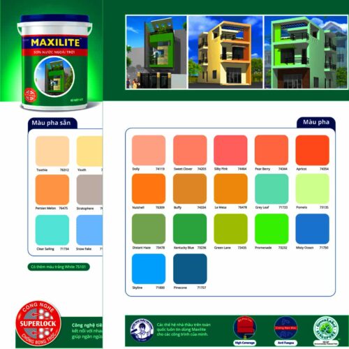 Bảng Màu Sơn Maxilite Ngoài Trời Mới Nhất Năm 2019, 2020