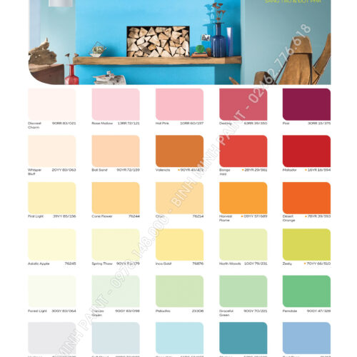 Bảng Màu Sơn Trong Nhà Dulux Ambiance 5IN1 Mới Nhất 2019, 2020 Bình Minh Hà Nội