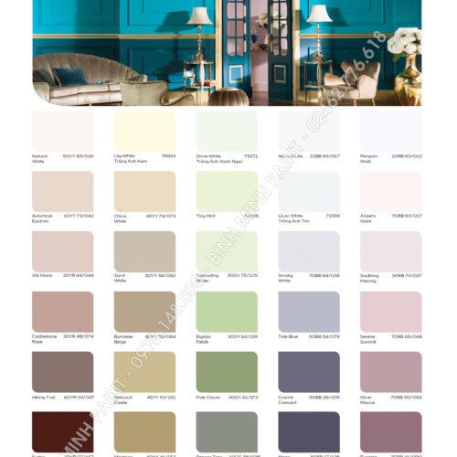 Bảng Màu Sơn Trong Nhà Dulux Ambiance 5IN1 Mới Nhất 2019, 2020 Bình Minh Hà Nội