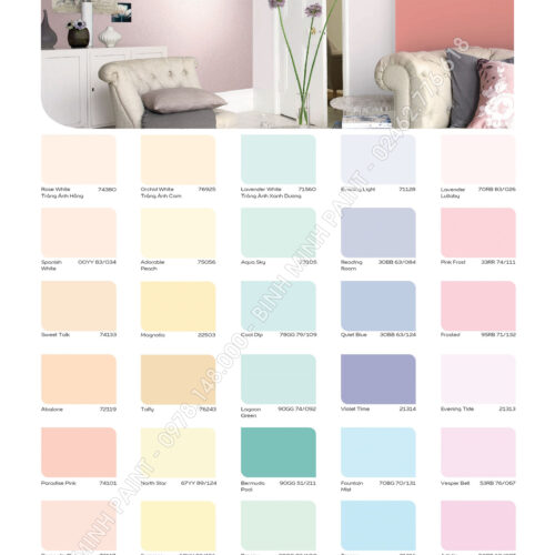 Bảng Màu Sơn Trong Nhà Dulux Ambiance 5IN1 Mới Nhất 2019, 2020 Bình Minh Hà Nội