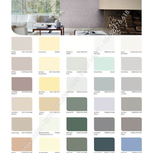Bảng Màu Sơn Trong Nhà Dulux Ambiance 5IN1 Mới Nhất 2019, 2020 Bình Minh Hà Nội
