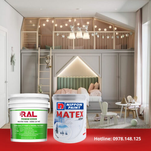 Sơn nội thất chất lượng cao NP MATEX vs RAL 3 son nippon matex super white ral 2