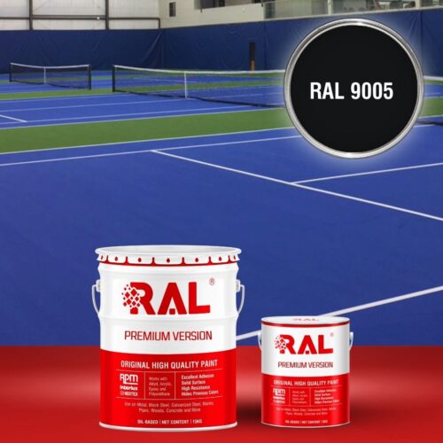 Sơn sân tennis Epoxy tự san RAL SPORT GUARD SL 9005 1 B27 Son san the thao Epoxy tu san RAL 9005 1