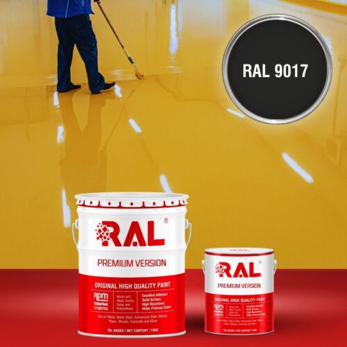 Sơn sàn Polyurethane hệ lăn RAL RAFLOOR SHIELD 9017 1 B7 Son san Polyurethane he lan RAL 9017